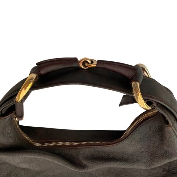 Gucci Dark Brown Guccissima Leather Medium Horsebit Hobo Bag /VECA - Picture 3 of 8